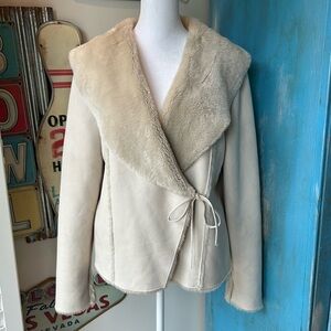 Eivissa Faux Fur Faux Suede Wrap Jacket